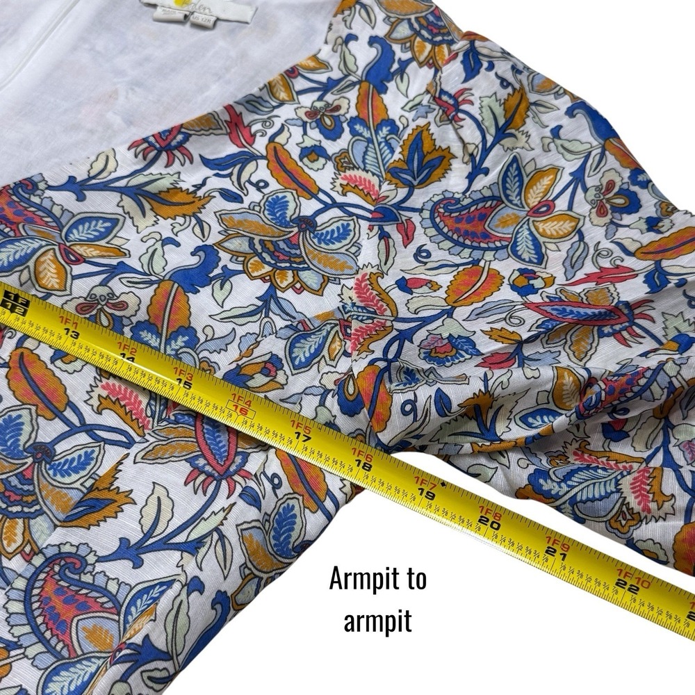 Boden Full Skirt Paneled Linen Blend Midi Dress  Multicolor Paisley Vine 12 - Picture 11 of 12